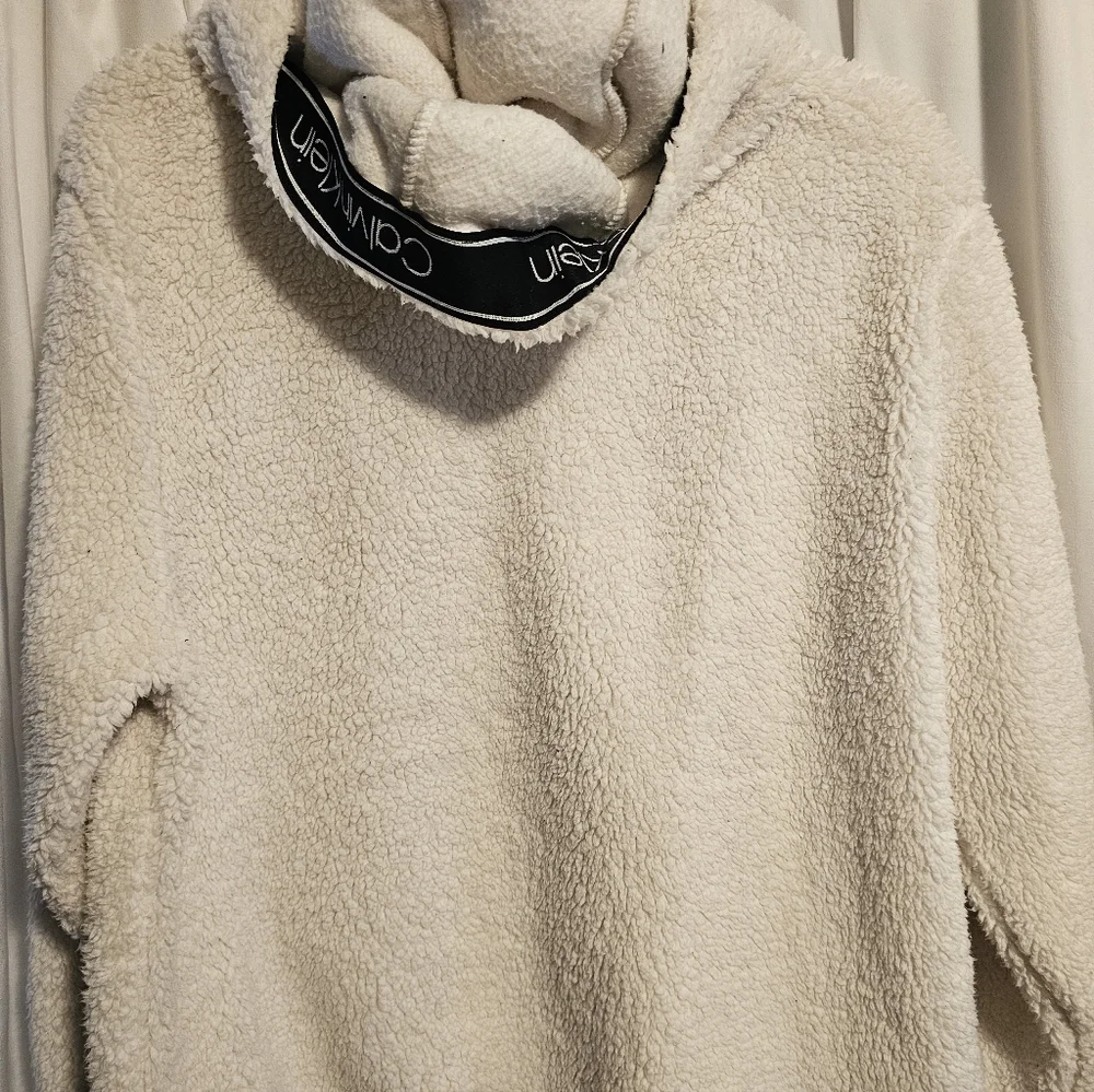 Calvin Klein Off-White Fleece Hoodie Sz. L